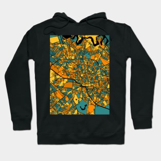 Bucharest Map Pattern in Orange & Teal Hoodie